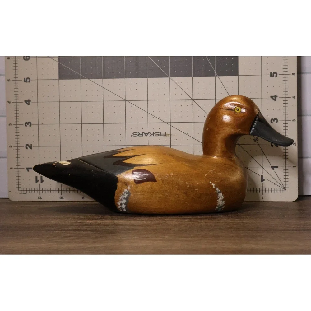 Vintage American Handmade Hand Painted Wooden Duck Decoy Glass Eye 12